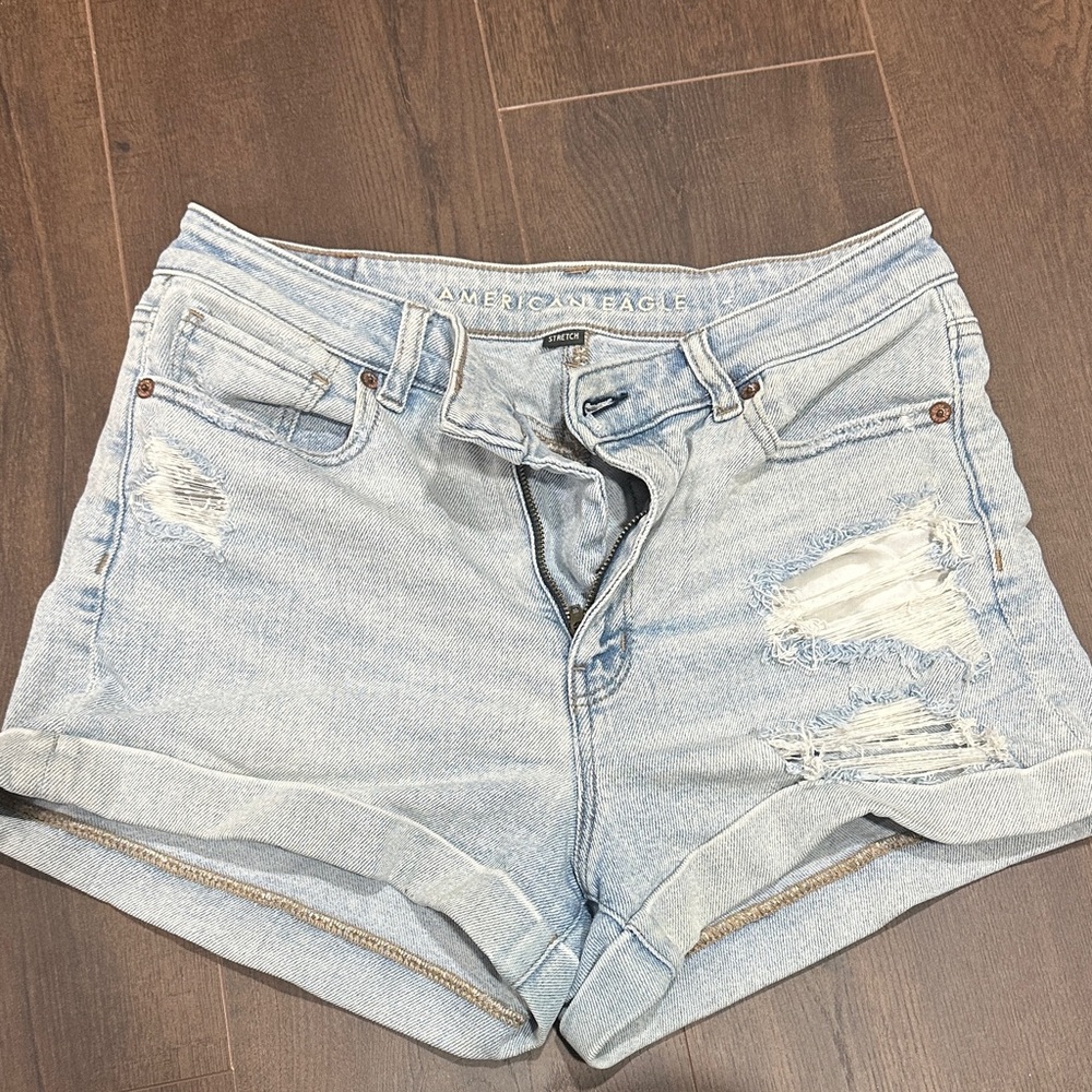 American Eagle Outfitters Distressed Light Blue Jean Shorts